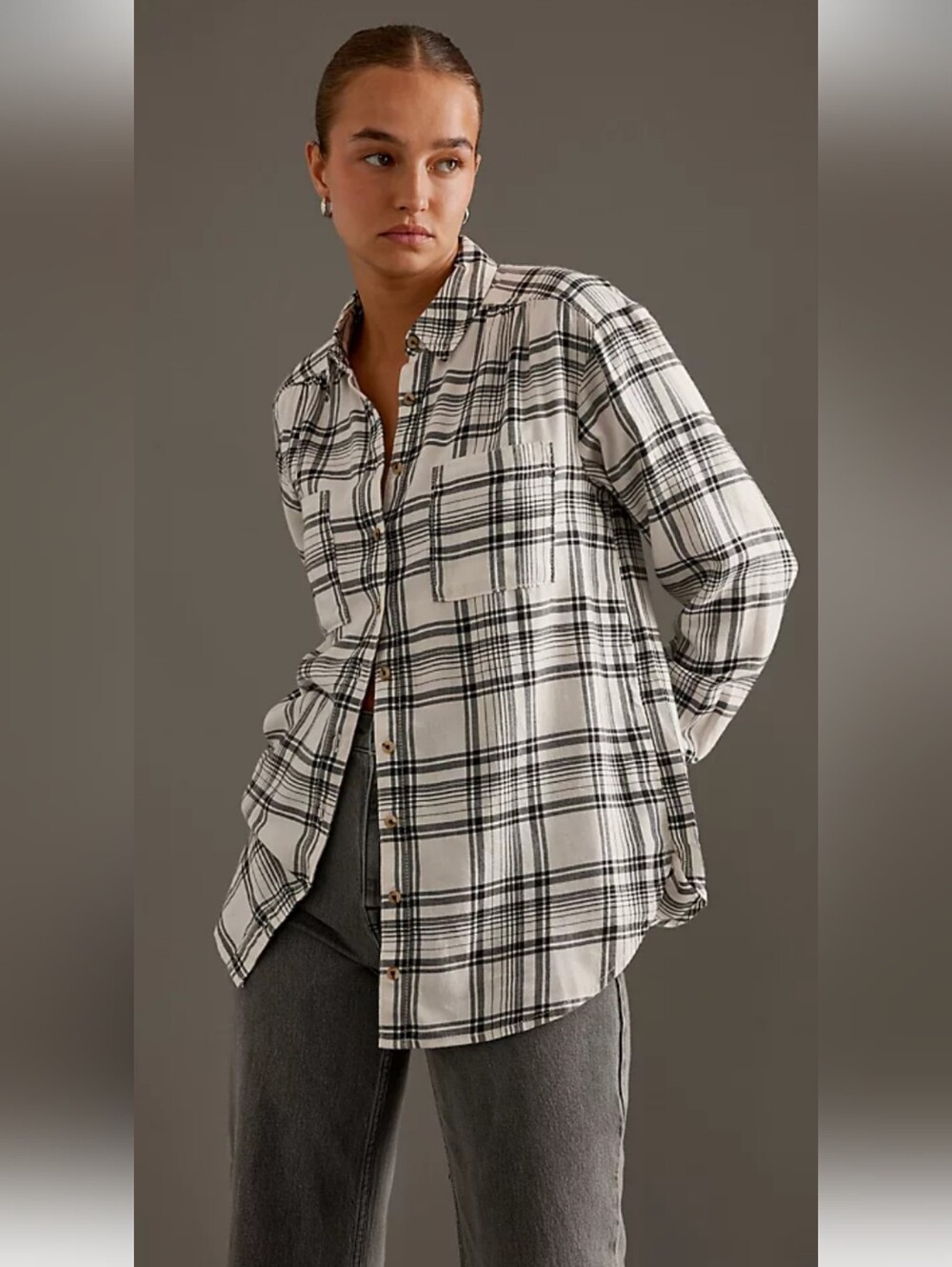 Anthropologie Pilcro Hadley Plaid Buttondown Shirt Size L